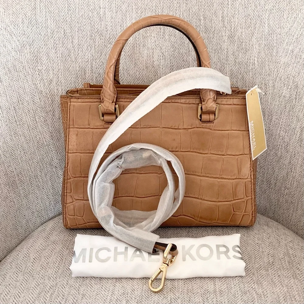 Michael Kors Kellen Satchel Croc Embossed Bag